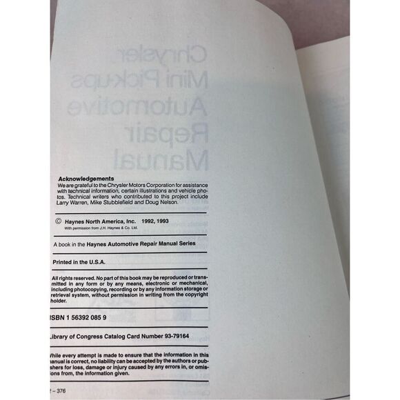 Haynes DODGE RAM PICKUPS & RAIDER 1979 thru 1991 Automotive Repair Manual - Picture 4 of 7